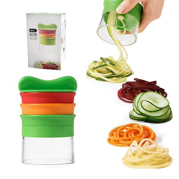 Vegetable Slicer Multi-functional Vegetable Spiral Handheld Vegetable Cutter Spiral Slicer Veggie Noodle Cutter Manual Rotation Cabbage Chopper (Style1)