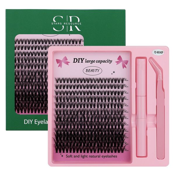 240 Pcs DIY Cluster Lash Extensions Kit | Individual 40D Eyelash Extensions
