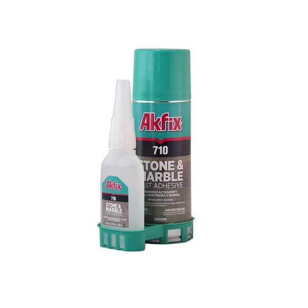 Akfix 710 Stone and Marble Fast Adhesive (1.76 oz.) with Activator (6.70 fl. oz.) [Clear Super Glue Adhesive and Accelerator Spray]