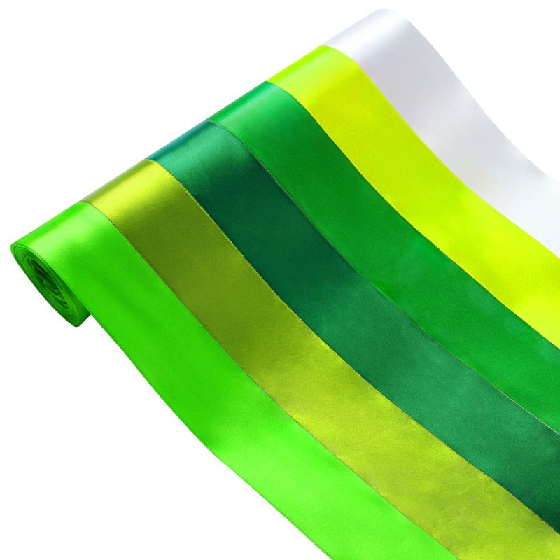 Surflyee 6 Rolls 50MM Wide Green Satin Ribbons, 60M Thick Ribbon Wide ...