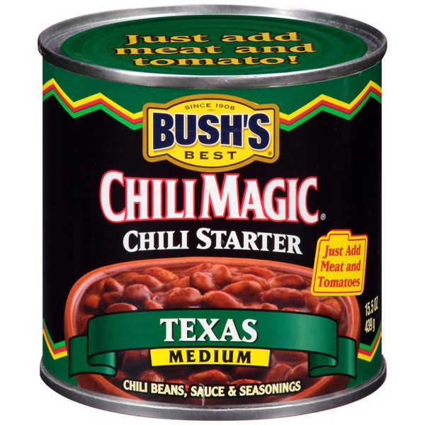 BUSH'S BEST Canned Texas Recipe Chili Magic Chili Beans Starter (Pack of 12), Source of Plant Based Protein and Fiber, Low Fat, Gluten Free, 15.5 oz