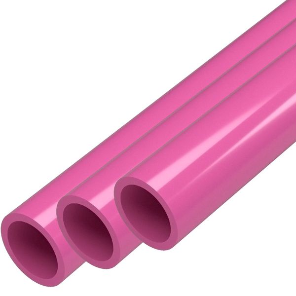 1/2" Sch 40 Furniture Grade PVC Pipe, 40"L, Pink (3-PK), FORMUFIT-Made in US