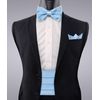 Alizeal Mens Solid Pre-tied Party Adjustable Bow Tie, Cummerbund and Pocket Square Gift Set, Light Blue