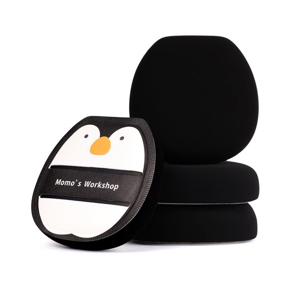 Momo's Workshop Cute Soft Makeup Puff Foundation Makeup Sponge Quick Application Large Area Storage Case + 2p Black