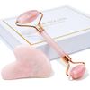 BAIMEI Jade Roller & Gua Sha, Face Roller, Facial Beauty Roller Skin Care Tools, Massager for Face, Eyes, Neck, Body Muscle Relaxing and Relieve Fine Lines and Wrinkles - Rose Quartz