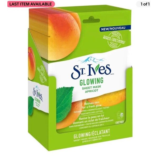 St. Ives Skin Care Sheet Mask Glow Apricot 6 Count