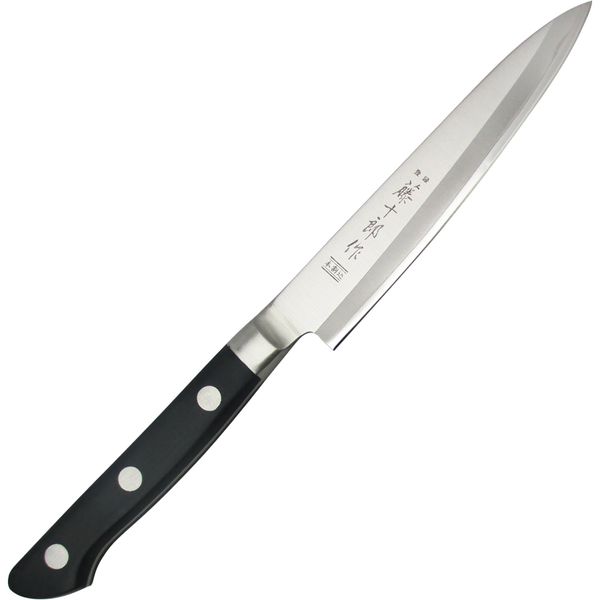 Fuji Cutlery TJ-122 Petty Knife, 5.1 inches (130 mm), Made in Japan, Stainless Steel, Double-edged, Small Utility Knife Suitable for Peeling, Decorating, Small Works, Dishwasher Safe, By Fujijuro, Molybdenum Vanadium Steel Interruption Knife with Base