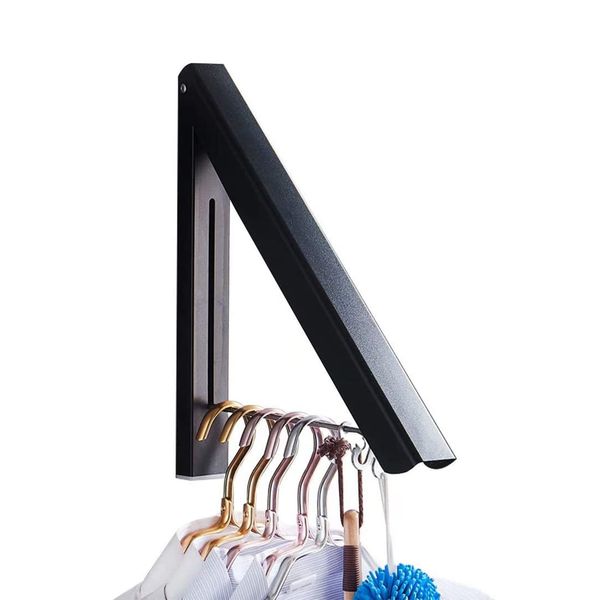 IN VACUUM Clothes Drying Rack, Laundry Racks for Drying Clothes, Wall Mounted Retractable Clothes Hanger for Laundry Room, Garage, Indoor & Outdoor Use, Aluminum (1 Racks, Black)