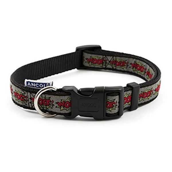 Ancol Grey Woof Dog Collar, 30-50 cm