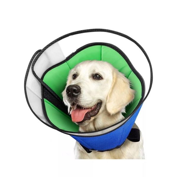 Dog Cone Collar for After Surgery, Blue/Green