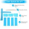 Cake Scraper Set, 9PCS Cake Edge Smoother Stripes Scraper, Adjustable Height Icing Smoother Scraper for Baking Enthusiasts Beginners Professionals(Blue)