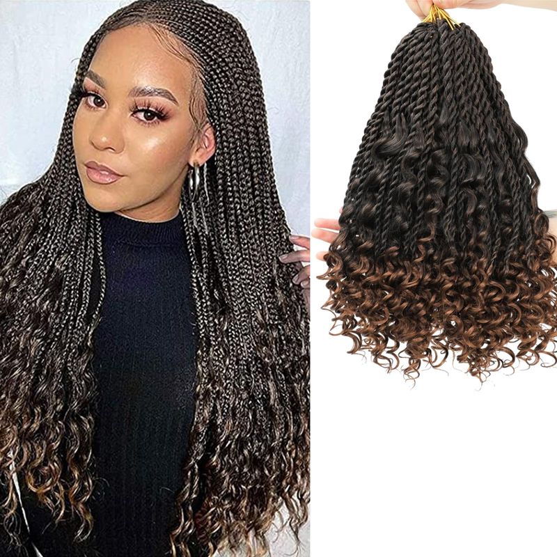 FIRSTCYH HAIR Senegalese Trenza Crochet Cabello Con Extremos Rizados ...
