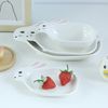 YBK Tech Cute Ceramic Rabbit Plate for Easter or Daily Use (6.5 Inches)