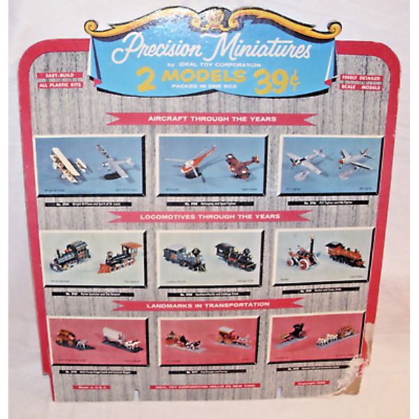 IDEAL TOY CO. PRECISION MINIATURES MODEL KITS STORE DISPLAY SIGN