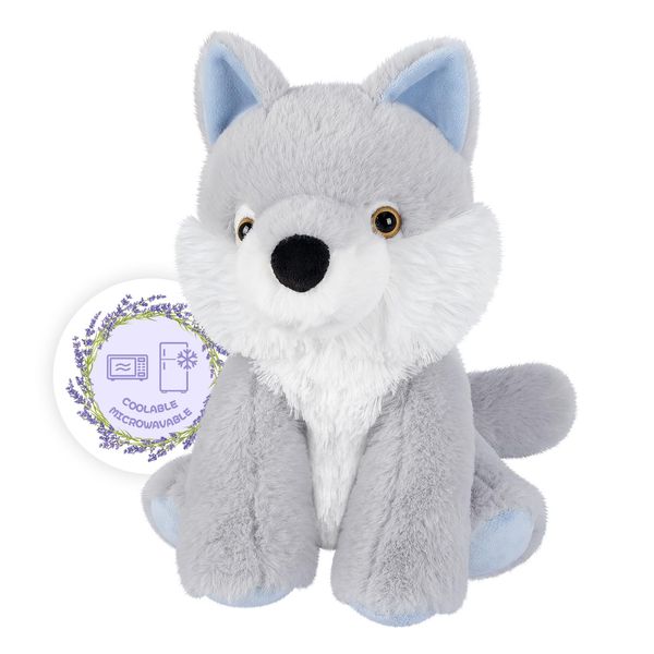 SuzziPals Heatable & Coolable Wolf Stuffed Animal, Microwave Heating Pad Animal for Cramps & Pain, Lavender Scented Stuffed Animals for Stress, Anxiety Stuffed Animal Wolf Plushies Toys, Wolves Gifts