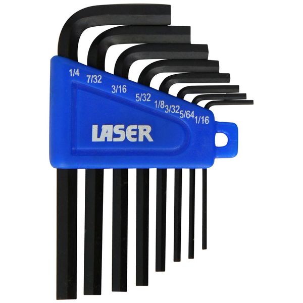 Laser 0267 Imperial Hex Key Set 8pc, Black,chrome