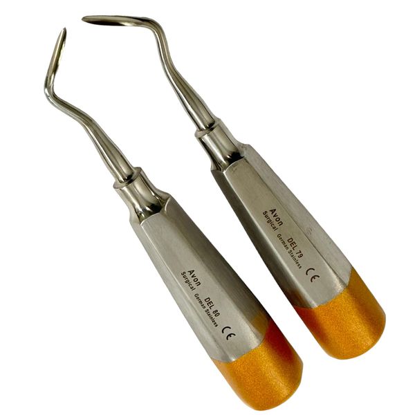 Set of 2 - Angular Dental Root Extraction Elevator Left and Right (#79 and #80) Root Tip Extraction