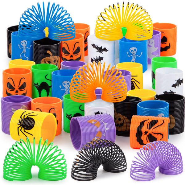 LovesTown 40PCS Halloween Coil Springs, Spring Toys for Kids Fidget Toys Mini Coil Springs Bulk for Halloween Party Carnival Prize Goodie Bag Stuffers Treat Toys