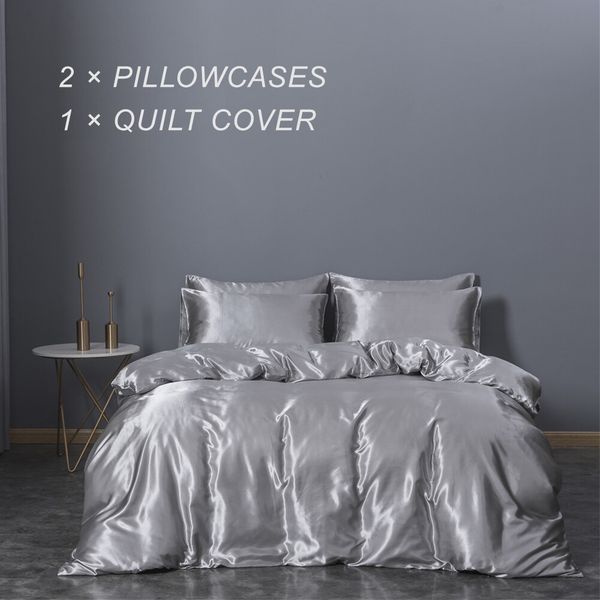 Luxury Satin Silky Super Soft Bed Set (Queen, 3 Piece, Pillowcases + Flat Sheet)