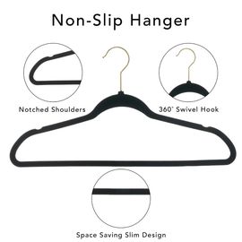 Better Homes & Gardens Non-Slip Velvet Clothing Hangers, 100 Pack, Black