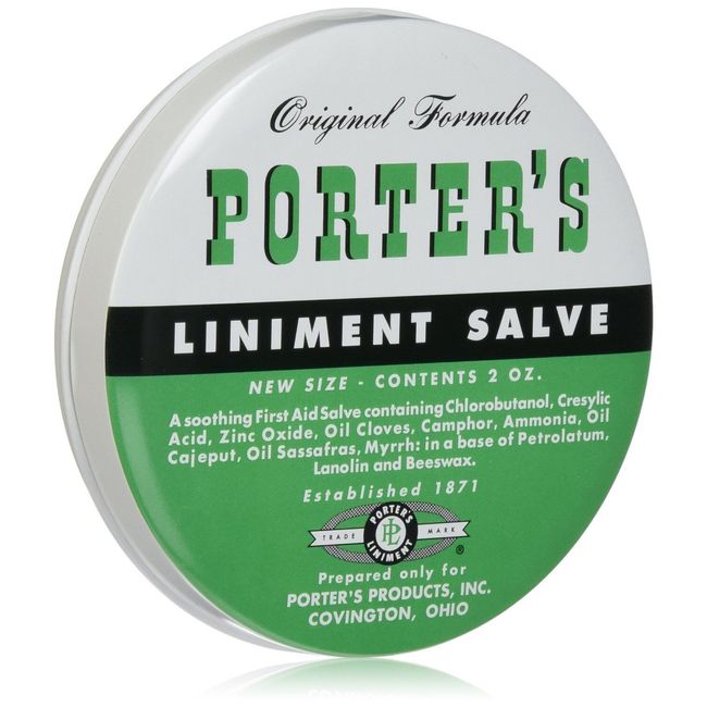 Orginal Formula Porters Liniment Salve 2 Oz Cuts Burns