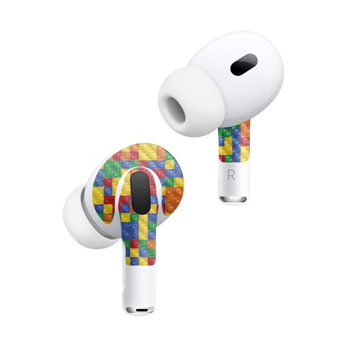 MightySkins Carbon Fiber (2 Pack) Skins Compatible with Apple AirPods Pro 2 - Brick by Brick | Protective, Durable Textured Carbon Fiber Finish | Easy to Apply and Change Styles | Made in The USA