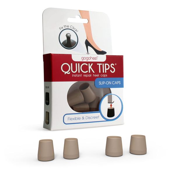 GoGoHeel Quick Tips - The Original High Heel Protector & Heel Repair Caps - 2 Pairs (Small, Medium, Taupe)