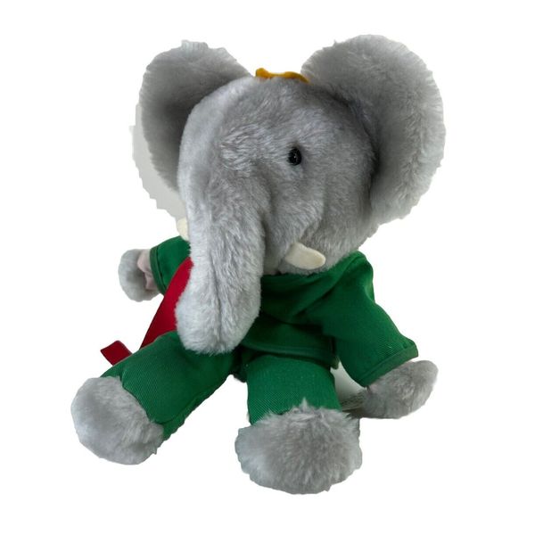 Vintage 1977 Eden King Babar Stuffed Animal Plush Reading Toy 10” Doll Gift