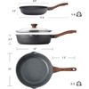 Nonstick Cookware Set 3-Piece Induction Compatible Non Stick Skillets with Lid
