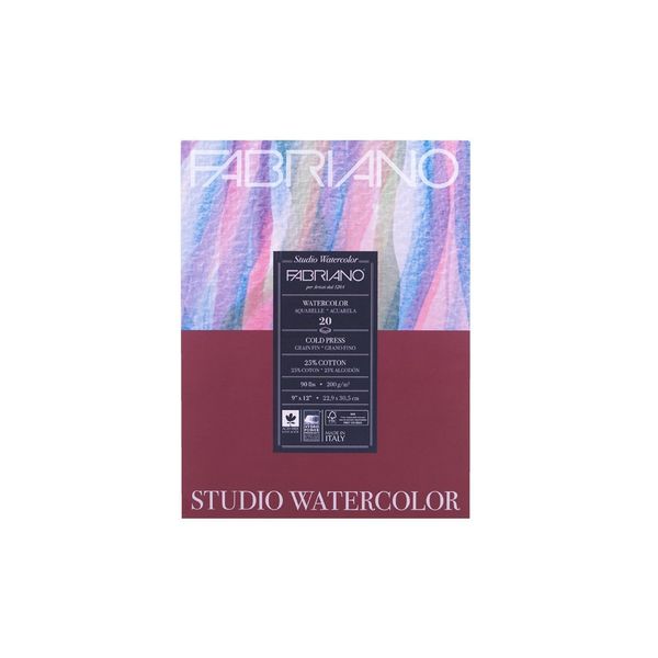 Fabriano Studio Cold Press Watercolor Pad, 9 x 12, White