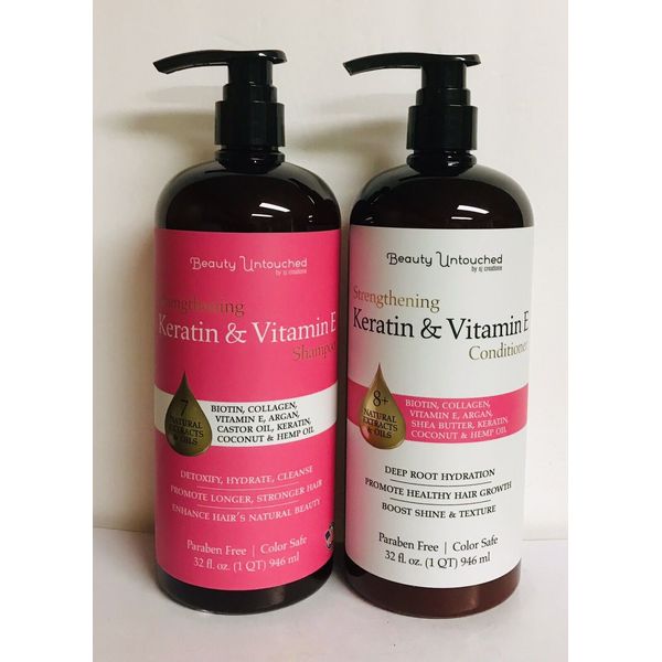 SJ Creations~ Keratin & Vitamin E Strengthening Shampoo & Conditioner  32 oz Ea.