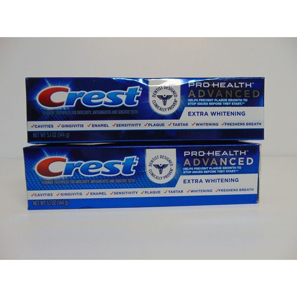 Crest Pro-Health Advanced EXTRA WHITENING Toothpastes x 2 Boxes 5.1 oz x 2! NEW