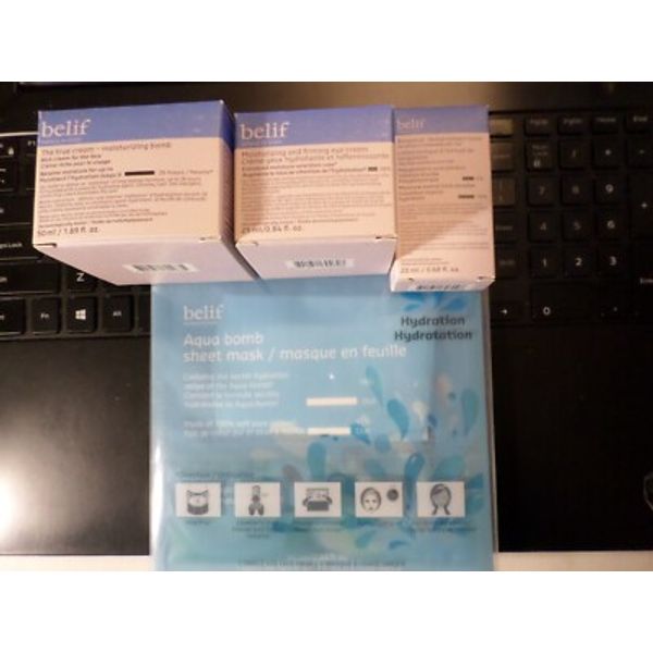 BELIF THE TRUE RICH CREAM MOISTURIZING BOMB + FIRMING EYE CREAM + TONER + MASK