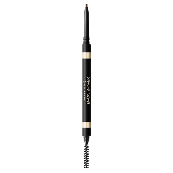 MAX FACTOR - Brow Shaper - Double Tipped Mechanical Pencil With Spoolie Brush - Utltra Fine Tip For Precise Application, Softening Effect, Matte Finish - 20 Brown - 1g