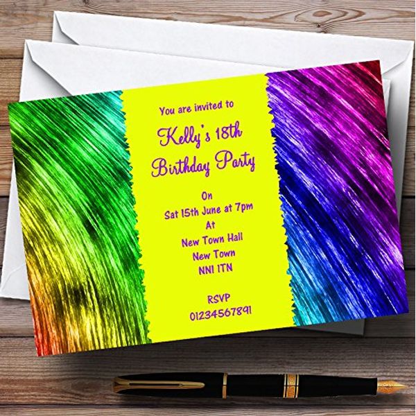Fingerprint Designs Rainbow Paints Personalised Party Invitations