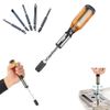 KENANLAN Push Pull Ratchet Screwdriver Adjustment Spiral Ratchet Screwdriver with 5 Replaceable Heads (yellow)