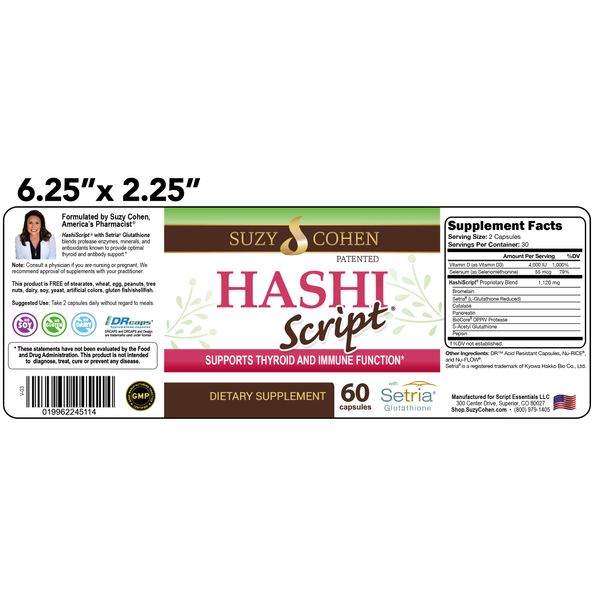 Script Essentials HashiScript Thyroid and Immune Support Formula with Catalase and Glutathione - by Suzy Cohen