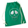 Flox Creative Green Drawstring Bag Metallic Silver Skull