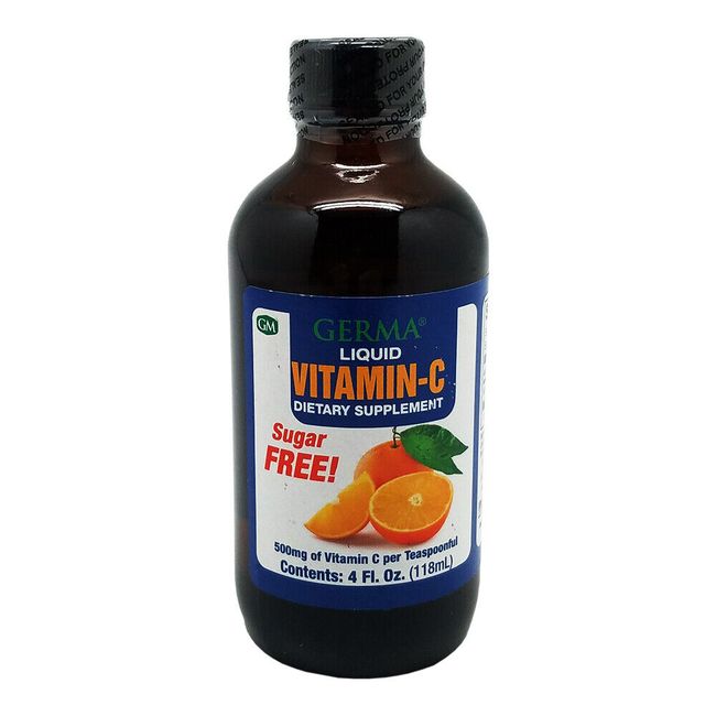 Germa Sugar Free Liquid Vitamin C. 500 mg. Fast Absorption. 4 Fl.Oz. 23 Servings