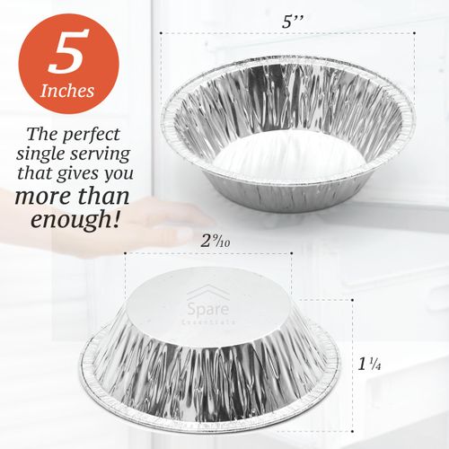 (60 Pack) Pie Tins 5 inch, Disposable Mini Pies Tin, Tart Aluminum Tins, Individual Serving Pie & Personal Pies for Baking Mini Chicken Potpie, Small Homemade Cakes & Quiche, Foil Tins, Freeze-Reheat