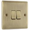 BG Electrical nab42 Double Light Switch, Antique Brass, 2-Way, 20A,16AX, 2 Way