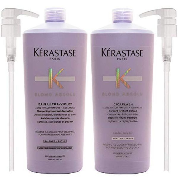 Blond Absolu Bain Ultra-Violet Purple Shampoo & Cicaflash Conditioner 34 Oz e...