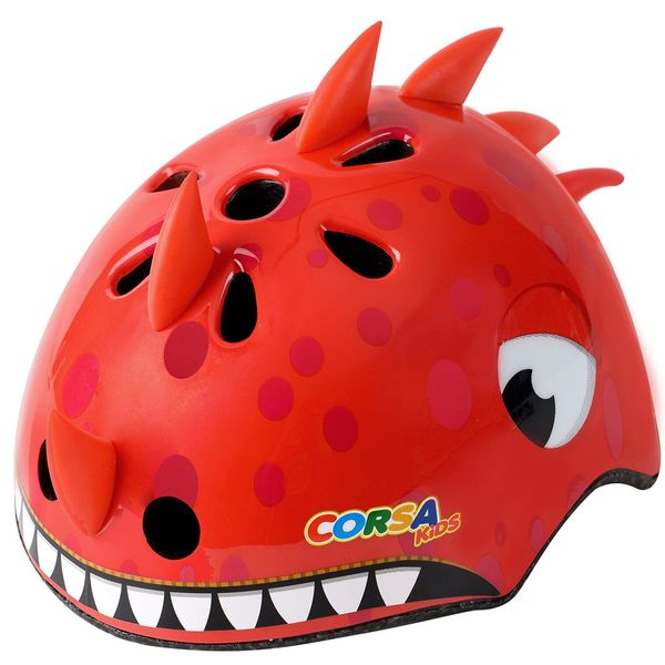 Kids Toddler Bike Helmet, Adjustable and Multi-Sport for Child Infant Baby, 2 Sizes for Age 1-3-5 Years Boys Girls (Red Dinosaur, Small)