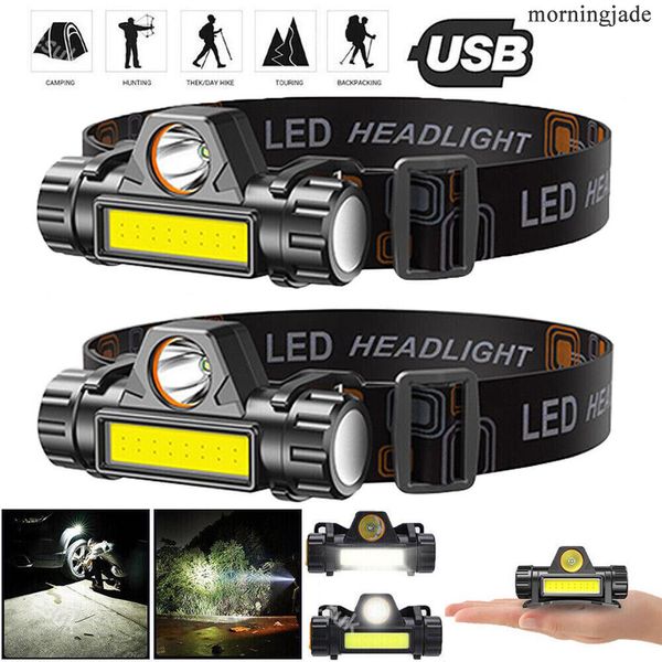 2 Pack USB Rechargeable Waterproof LED Headlamp Headlight Head Light Flashlight