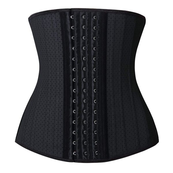 YIANNA Waist Trainer for Women Underbust 25 Steel Boned Latex Sport Girdle Corsets Cincher Hourglass Body Shaper (Black, 3XL)