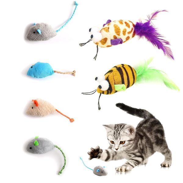 PRETTI 6 Pack Catnip Mouse Toys for Cats, Interactive Plush Cat Toys Durable Cat Toys for Indoor Cats Kitten Teething Toys with Natural Catnip Soft Fleece Mouse Toy Set