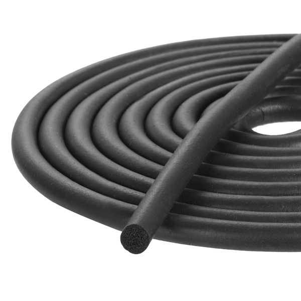 sourcing map Foam Rubber Weather Seal Strip, 5mm(0.20") Diameter x 15 Meters (49.21Ft) Long Round EPDM Solid Rubber for Reduce Noise, Shock, Friction