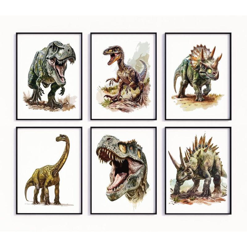 Jungle Nursery Wall Decor, Dinosaur Art Pictures, 6 Pack Safari ...
