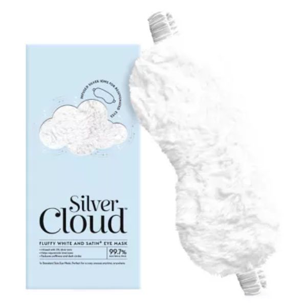 Silver Cloud White Fluffy Satin Sleep Eye Mask