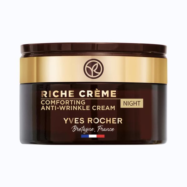 Yves Rocher RICHE CRÈME Anti-Wrinkle Night Cream Regenerating Anti-Ageing Cream with Oil of 1000 Roses for Intensive Cell Regeneration 50 ml